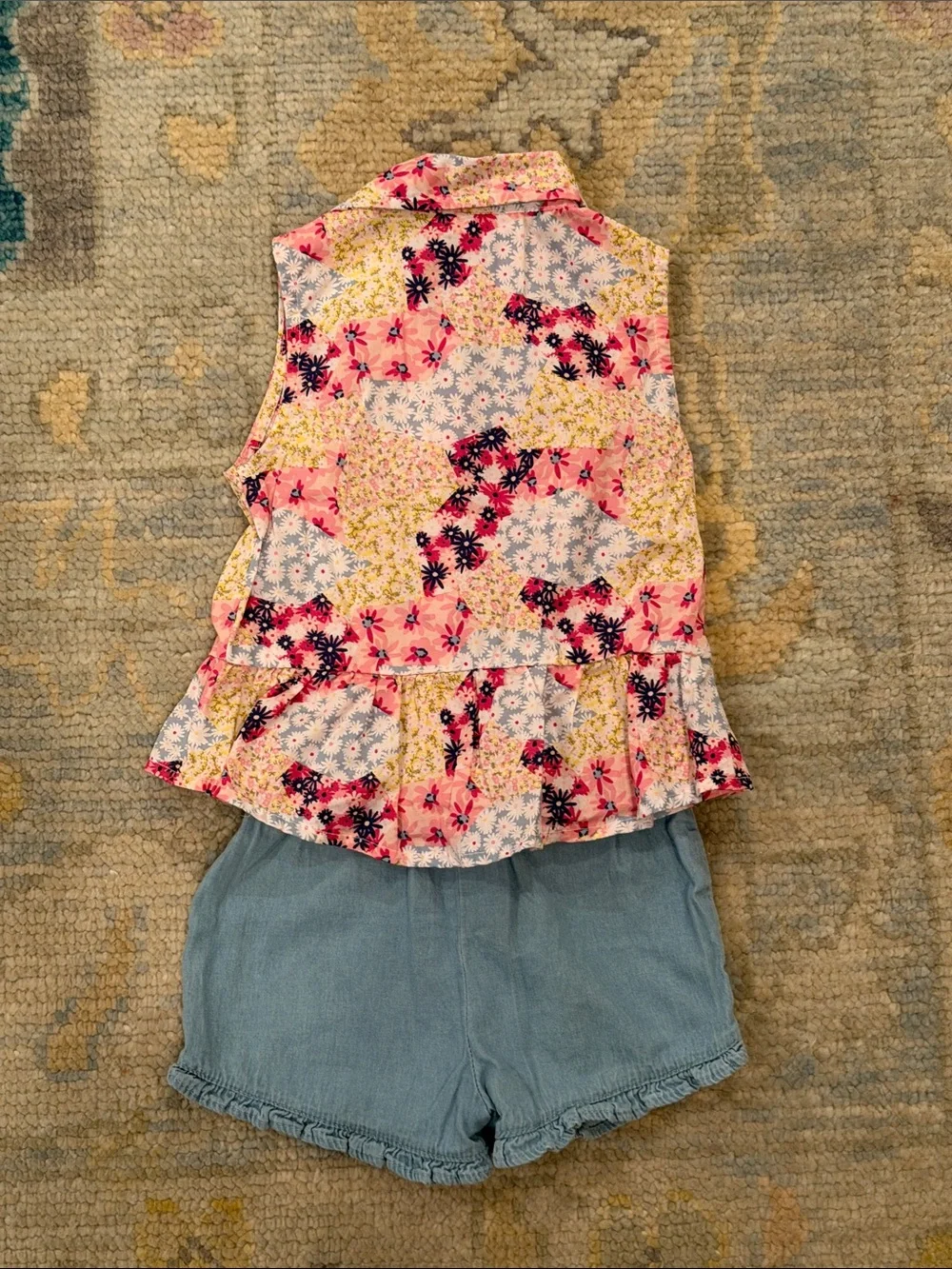 24M Girls Floral Sleeveless Peplum Button-Front Top - Pink